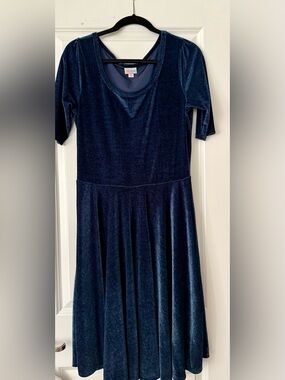 LuLaRoe Deep Navy Velvet Scoop Neck Dress